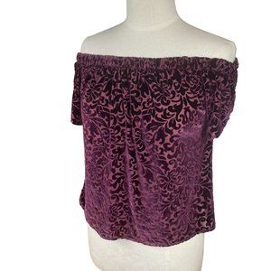 Hollister Velvet Burnout Off Shoulder Shirt Floral Whimsigoth Dark Fairy Y2K-S